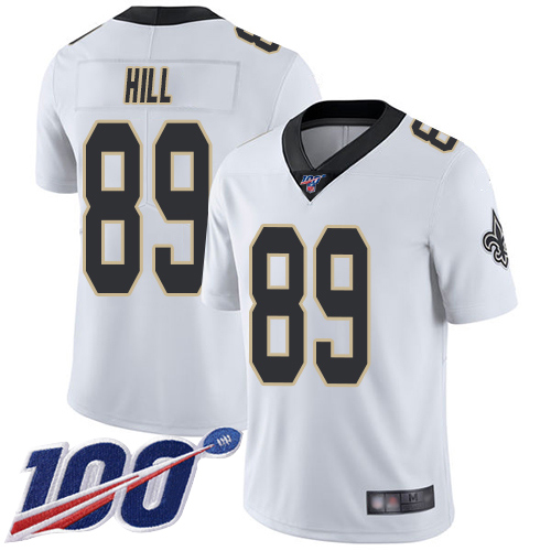Men New Orleans Saints Limited White Josh Hill Road Jersey NFL Football 89 100th Season Vapor Untouchable Jersey